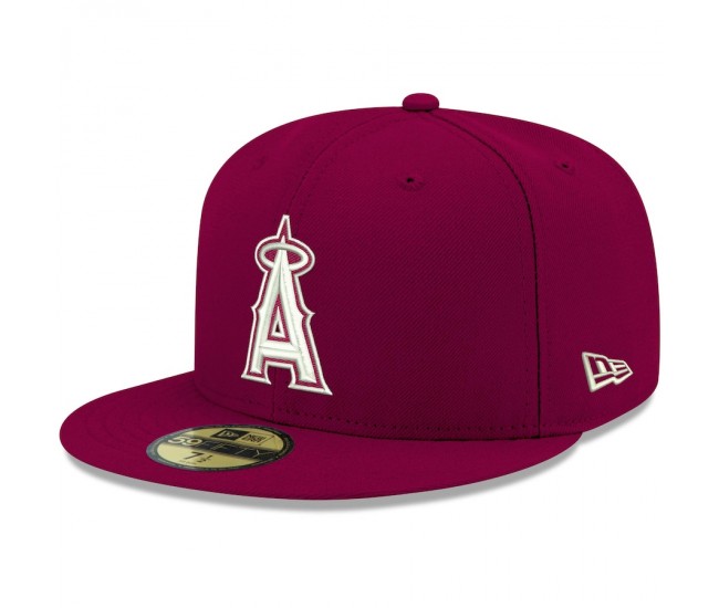 Los Angeles Angels Men's New Era Cardinal Logo White 59FIFTY Fitted Hat