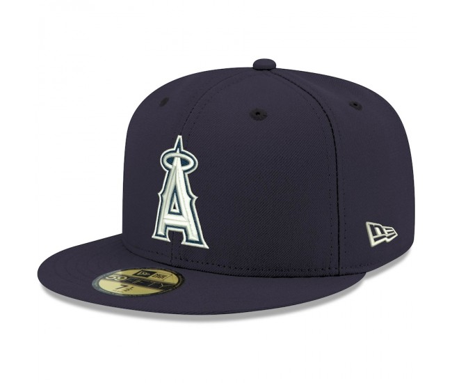 Los Angeles Angels Men's New Era Navy Logo White 59FIFTY Fitted Hat