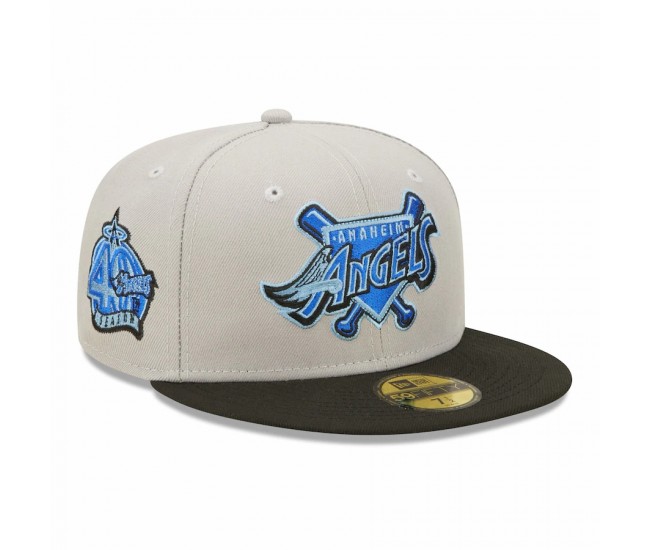 Los Angeles Angels Men's New Era Gray/Black 40th Season Cooperstown Collection Royal Undervisor 59FIFTY Fitted Hat