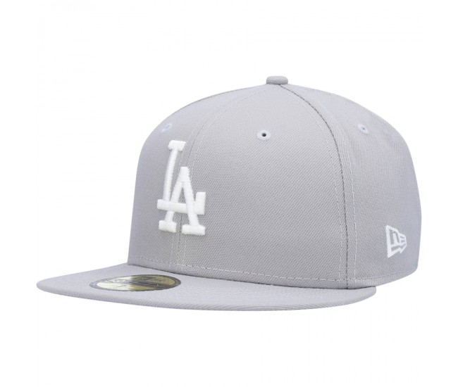 Los Angeles Dodgers Men's New Era Gray Logo White 59FIFTY Fitted Hat