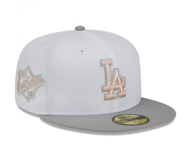 Los Angeles Dodgers Men's New Era White/Gray 1988 World Series Side Patch 59FIFTY Fitted Hat