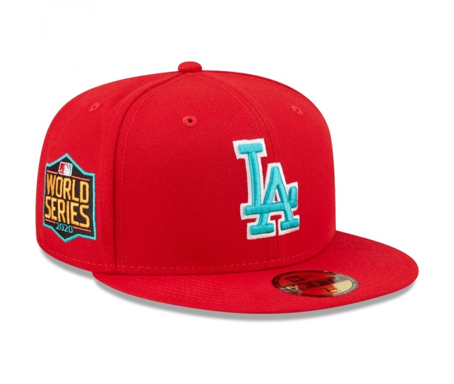 Los Angeles Dodgers Men's New Era Scarlet 2020 World Series Undervisor 59FIFTY Fitted Hat