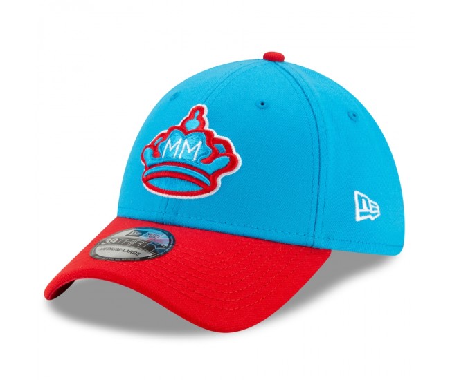 Miami Marlins Men's New Era Blue/Red 2021 City Connect 39THIRTY Flex Hat