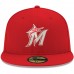 Miami Marlins Men's New Era Red Logo White 59FIFTY Fitted Hat