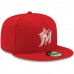 Miami Marlins Men's New Era Red Logo White 59FIFTY Fitted Hat