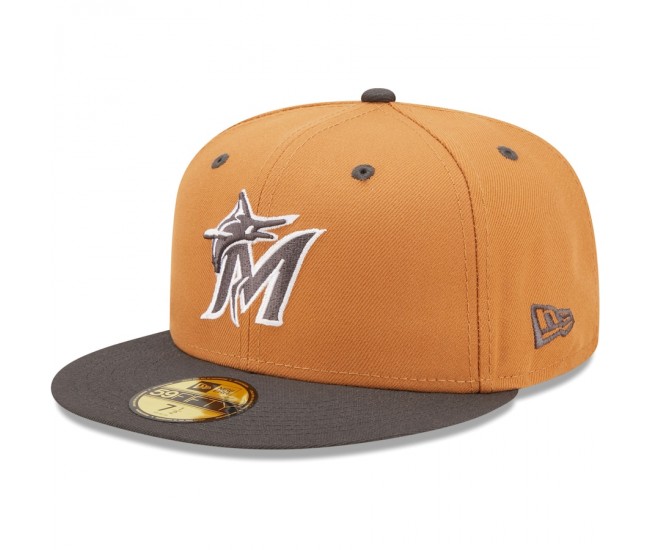 Miami Marlins Men's New Era Brown/Charcoal Two-Tone Color Pack 59FIFTY Fitted Hat