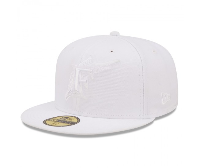 Miami Marlins Men's New Era White on White 59FIFTY Fitted Hat