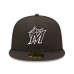 Miami Marlins Men's New Era Black Logo 59FIFTY Fitted Hat