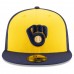 Milwaukee Brewers Men's New Era Navy/Yellow Alternate Authentic Collection On-Field 59FIFTY Fitted Hat