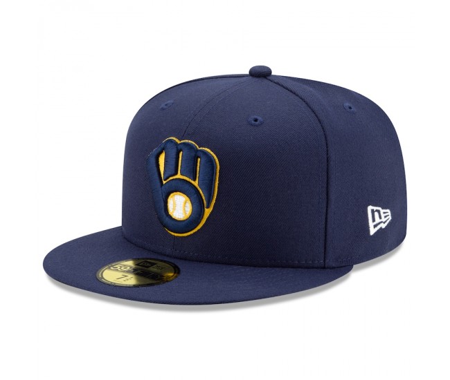 Milwaukee Brewers Men's New Era Navy Home Authentic Collection On-Field 59FIFTY Fitted Hat