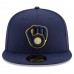 Milwaukee Brewers Men's New Era Navy Home Authentic Collection On-Field 59FIFTY Fitted Hat