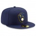 Milwaukee Brewers Men's New Era Navy Home Authentic Collection On-Field 59FIFTY Fitted Hat