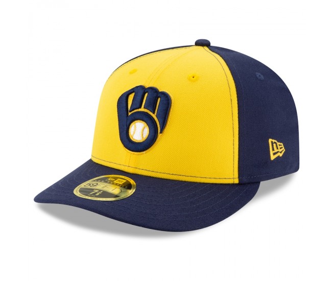 Milwaukee Brewers Men's New Era Navy/Yellow Alternate 2020 Authentic Collection On-Field Low Profile Fitted Hat