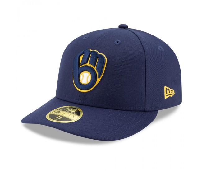 Milwaukee Brewers Men's New Era Navy Authentic Collection On-Field Low Profile 59FIFTY Fitted Hat