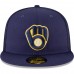 Milwaukee Brewers Men's New Era Navy Team On-Field Replica Mesh Back 59FIFTY Fitted Hat