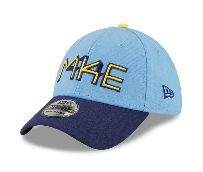 Milwaukee Brewers Men's New Era Powder Blue 2022 City Connect 39THIRTY Flex Hat