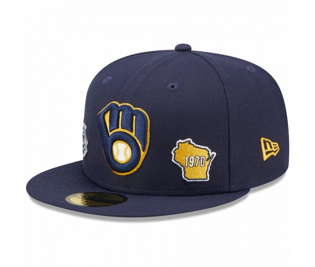 Milwaukee Brewers Men's New Era Navy Identity 59FIFTY Fitted Hat