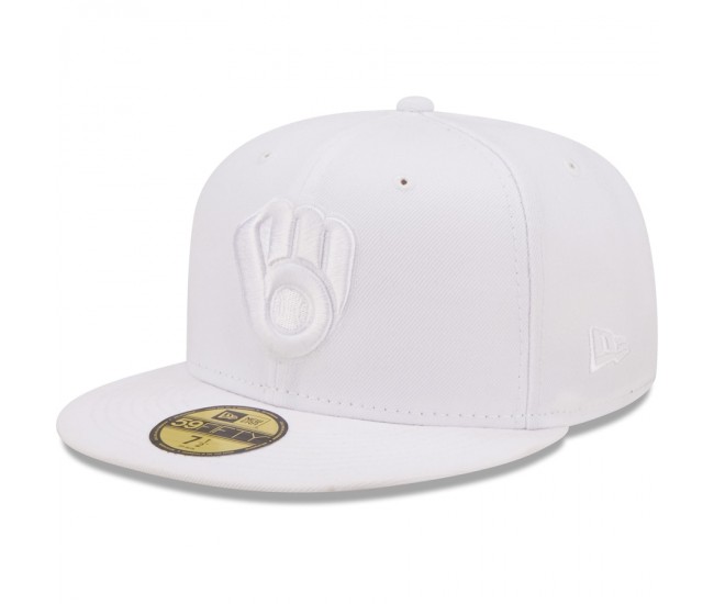 Milwaukee Brewers Men's New Era White on White 59FIFTY Fitted Hat