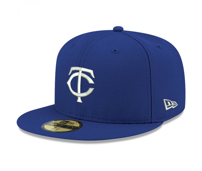 Minnesota Twins Men's New Era Royal Logo White 59FIFTY Fitted Hat