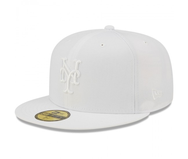 New York Mets Men's New Era White on White 59FIFTY Fitted Hat