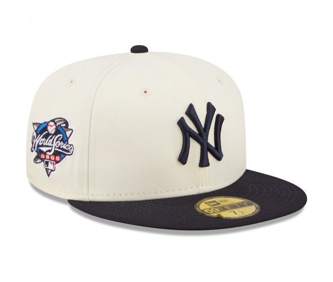 New York Yankees Men's New Era White/Navy Cooperstown Collection 2000 World Series Chrome 59FIFTY Fitted Hat