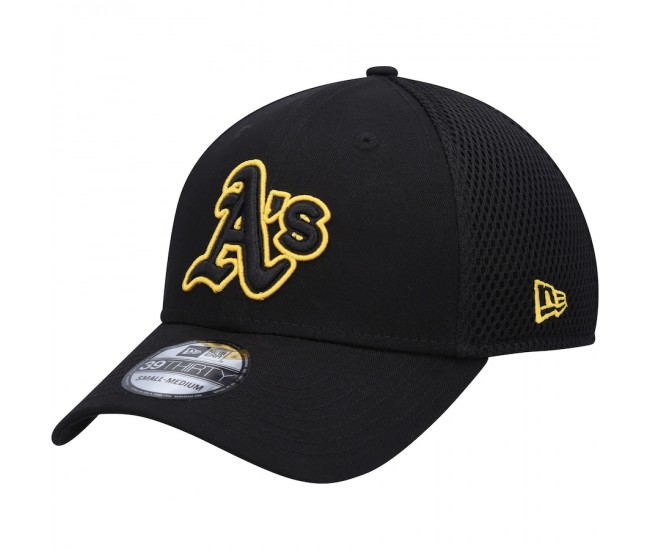 Oakland Athletics Men's New Era Black Team Neo 39THIRTY Flex Hat