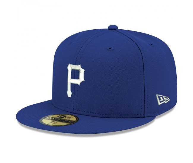 Pittsburgh Pirates Men's New Era Royal Logo White 59FIFTY Fitted Hat