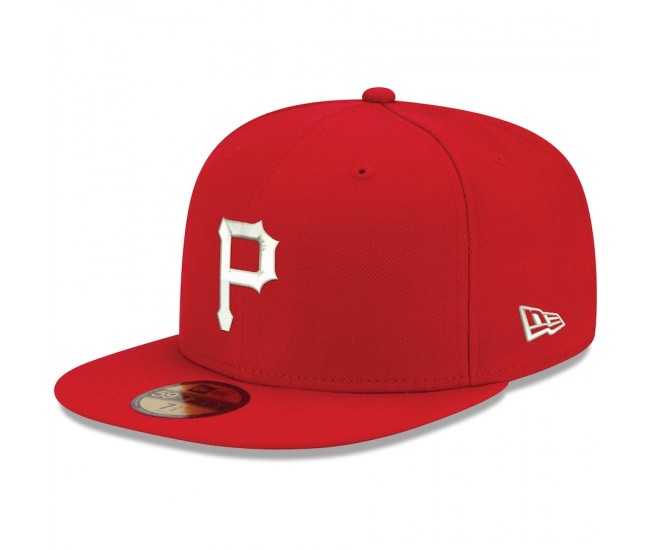 Pittsburgh Pirates Men's New Era Red Logo White 59FIFTY Fitted Hat