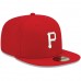 Pittsburgh Pirates Men's New Era Red Logo White 59FIFTY Fitted Hat