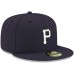 Pittsburgh Pirates Men's New Era Navy Logo White 59FIFTY Fitted Hat