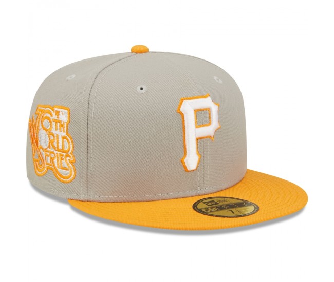 Pittsburgh Pirates Men's New Era Gray/Orange 76th World Series Cooperstown Collection Undervisor 59FIFTY Fitted Hat