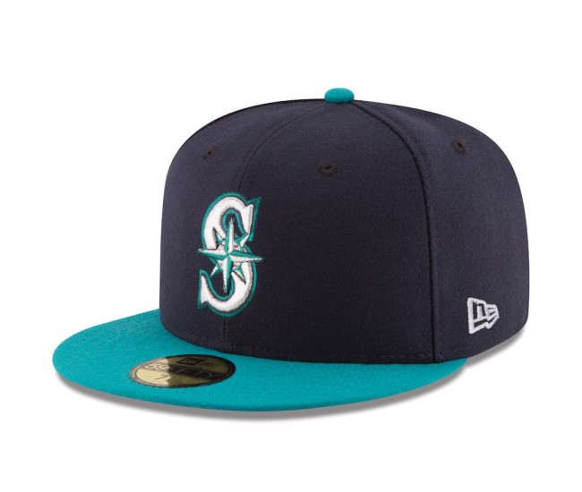 Seattle Mariners Men's New Era Navy/Aqua Alternate Authentic Collection On Field 59FIFTY Fitted Hat