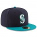 Seattle Mariners Men's New Era Navy/Aqua Alternate Authentic Collection On Field 59FIFTY Fitted Hat