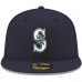 Seattle Mariners Men's New Era Navy Logo White 59FIFTY Fitted Hat