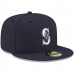 Seattle Mariners Men's New Era Navy Logo White 59FIFTY Fitted Hat