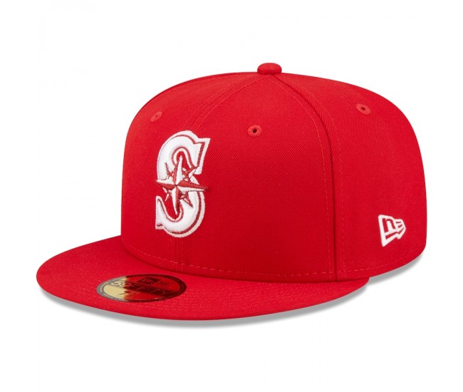 Seattle Mariners Men's New Era Red Logo 59FIFTY Fitted Hat