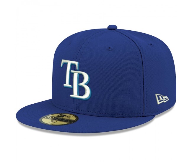 Tampa Bay Rays Men's New Era Royal Logo White 59FIFTY Fitted Hat