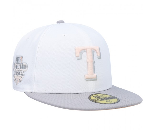 Texas Rangers Men's New Era White/Gray 2010 World Series Side Patch Undervisor 59FIFTY Fitted Hat