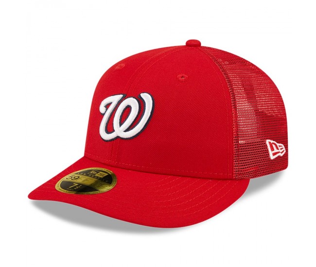 Washington Nationals Men's New Era Red Authentic Collection Mesh Back Low Profile 59FIFTY Fitted Hat