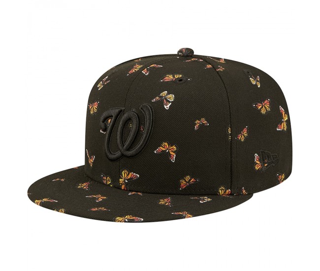 Washington Nationals Men's New Era Black Flutter 59FIFTY Fitted Hat