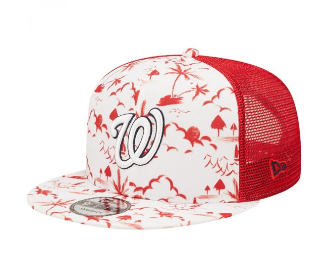 Washington Nationals Men's New Era White/Red Vacay Trucker 9FIFTY Snapback Hat