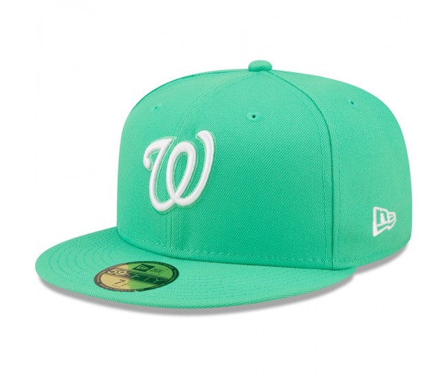 Washington Nationals Men's New Era Island Green Logo White 59FIFTY Fitted Hat