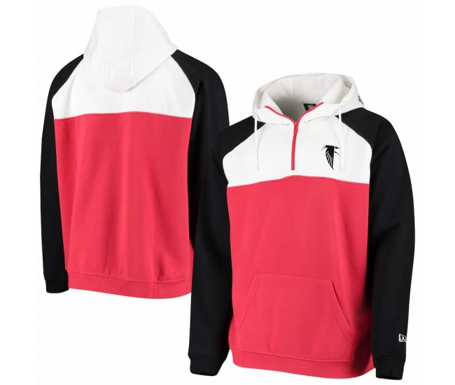 Atlanta Falcons Men's  New Era Red/White Gametime Quarter-Zip Raglan Hoodie Jacket