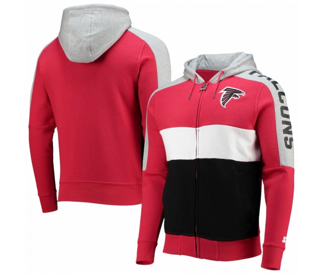 Atlanta Falcons Men's Starter Red/Black Playoffs Color Block Full-Zip Hoodie