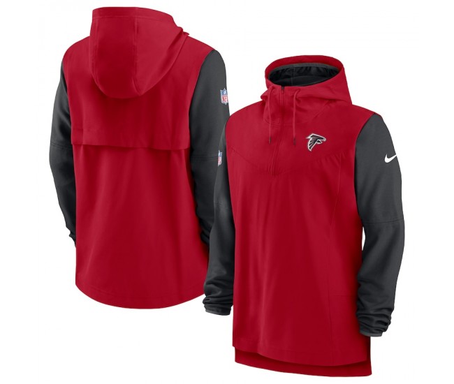 Atlanta Falcons Men's Nike Red/Black Sideline Player Quarter-Zip Hoodie