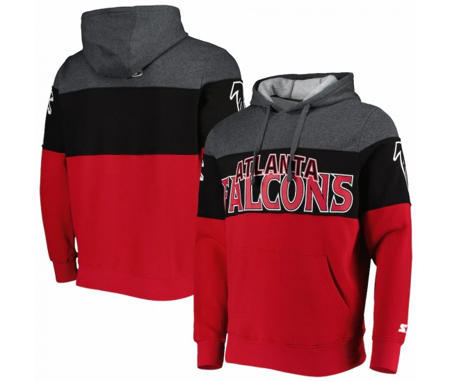 Atlanta Falcons Men's  Starter Heather Charcoal/Red Extreme Pullover Hoodie