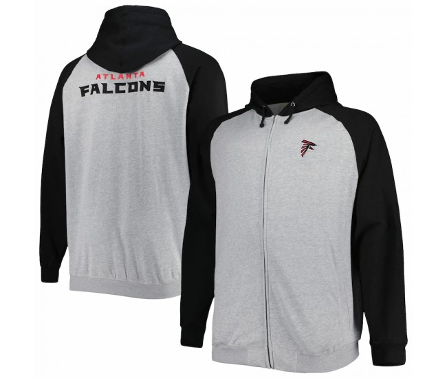 Atlanta Falcons Men's Heather Gray Big & Tall Fleece Raglan Full-Zip Hoodie Jacket