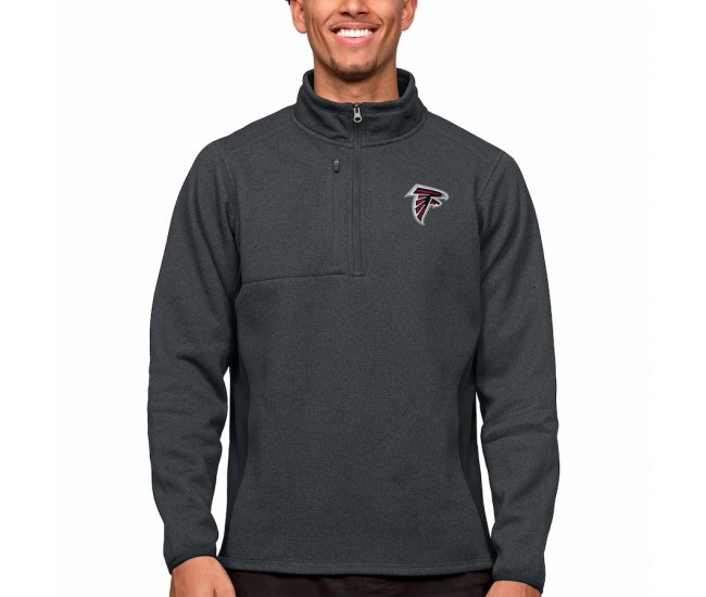 Atlanta Falcons Men's Antigua Heathered Charcoal Course Quarter-Zip Pullover Top