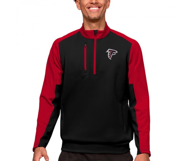 Atlanta Falcons Men's Antigua Black Team Quarter-Zip Pullover Top