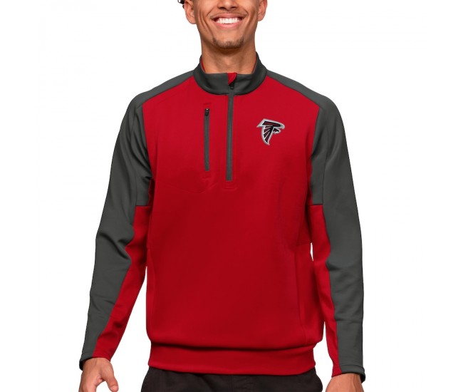 Atlanta Falcons Men's Antigua Red Team Quarter-Zip Pullover Top